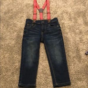 Jean overalls adorable ❤️🎄jean red overalls 2T